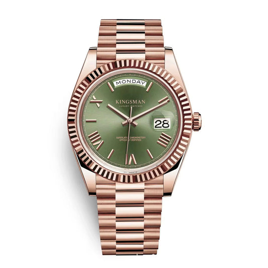 Kingman Luxury Rose gold Day-Date- Emerald Green